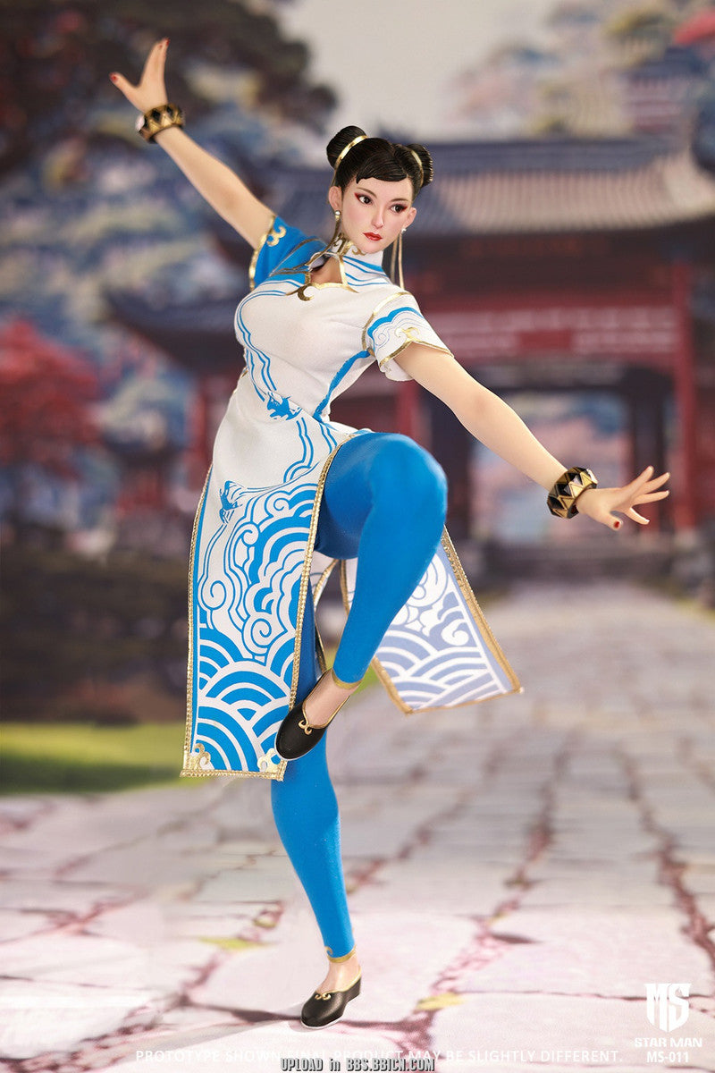 [PREORDER] STAR MAN 1/6 Female Fighter, Blue cloud patterned white cheongsam version MS-011