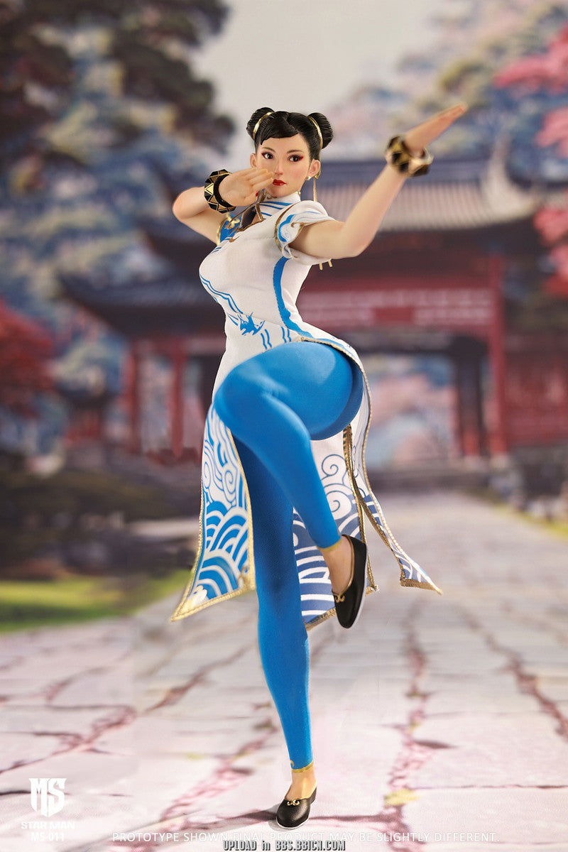 [PREORDER] STAR MAN 1/6 Female Fighter, Blue cloud patterned white cheongsam version MS-011