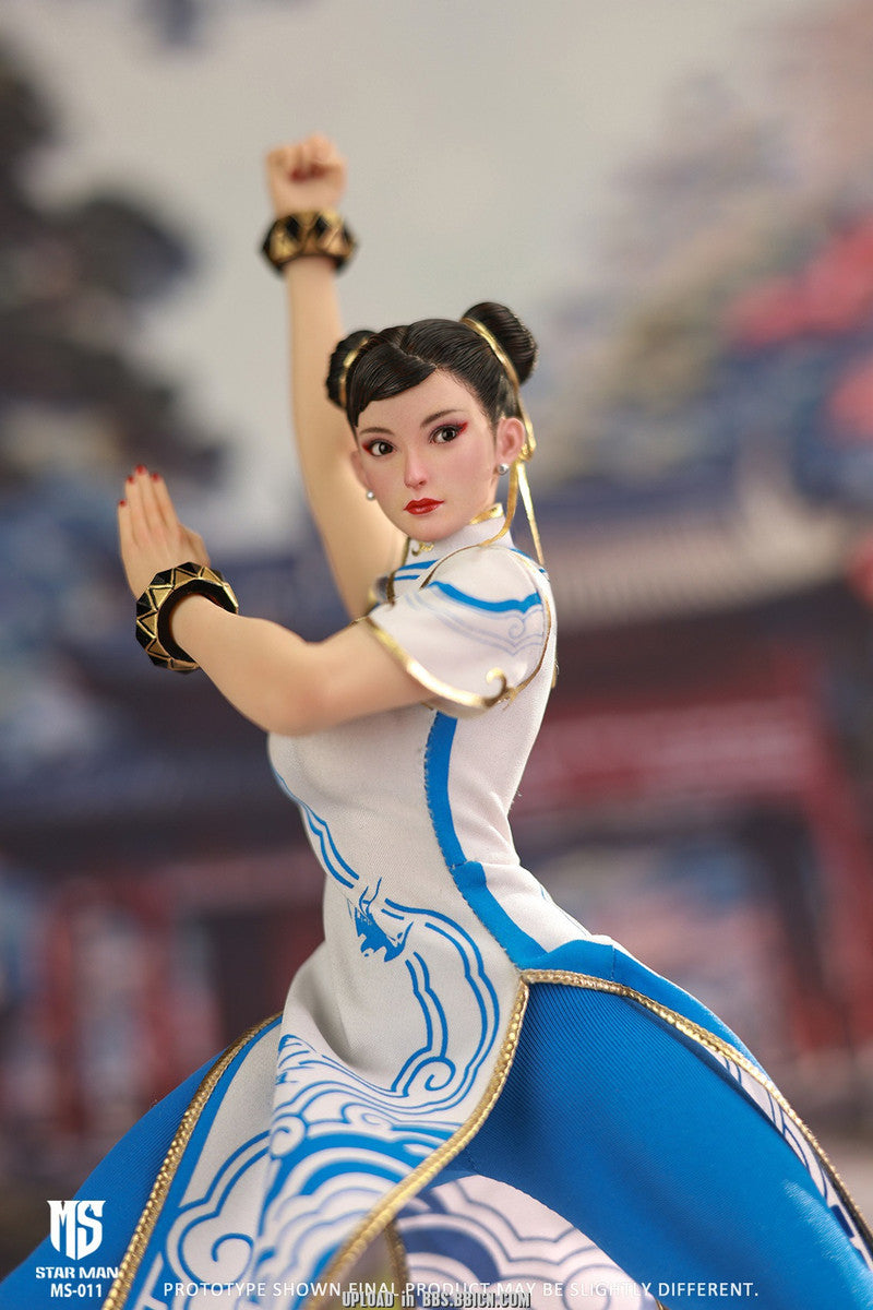 [PREORDER] STAR MAN 1/6 Female Fighter, Blue cloud patterned white cheongsam version MS-011