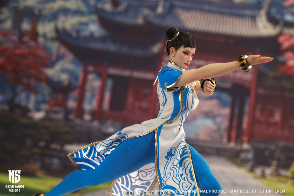 [PREORDER] STAR MAN 1/6 Female Fighter, Blue cloud patterned white cheongsam version MS-011