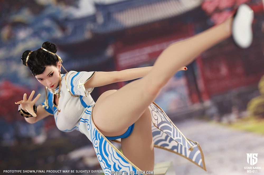 [PREORDER] STAR MAN 1/6 Female Fighter, Blue cloud patterned white cheongsam version MS-011