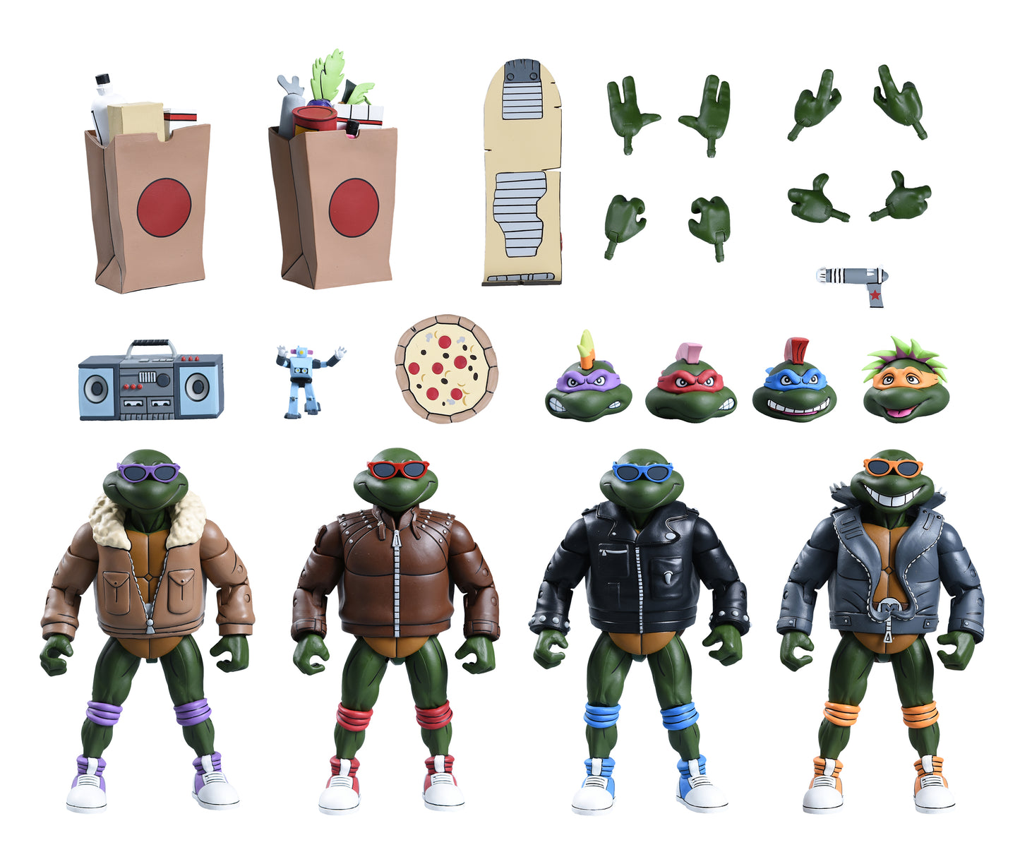 [PREORDER] TMNT (Cartoon) 7in Punk Turtles 4 Pack