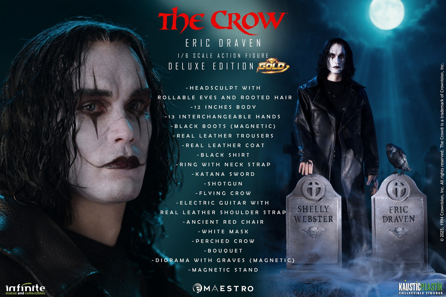 [PREORDER 021026] Kaustic Plastik KP 43222 1/6 The Crow Maestro Eric Draven GOLD Deluxe Edition
