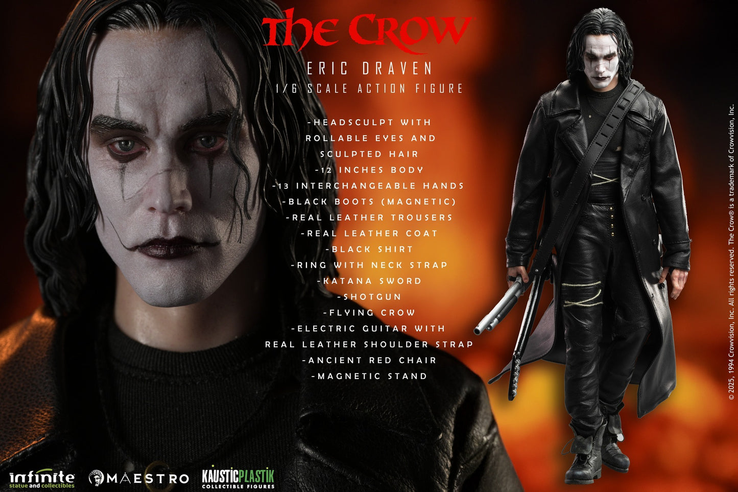 [PREORDER 021026] Kaustic Plastik KP 43222 1/6 The Crow Maestro Eric Draven GOLD Deluxe Edition