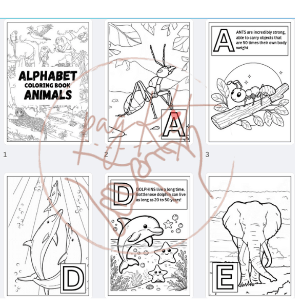 [PagKit Digital Products] Alphabet Animal Coloring Book