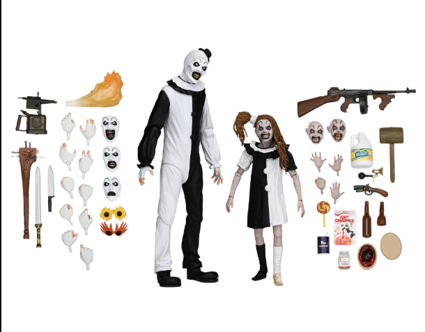 [PREORDER] Terrifier 2 7in Ultimate Art the Clown & Little Pale Girl 2 Pack