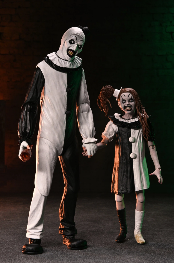 [PREORDER] Terrifier 2 7in Ultimate Art the Clown & Little Pale Girl 2 Pack