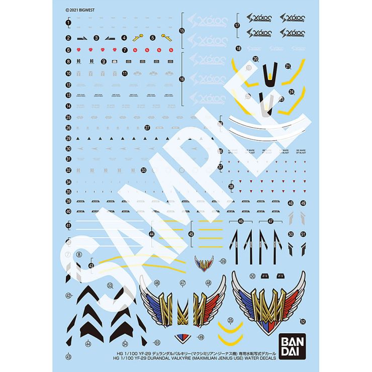 [PREORDER] HG 1/100 YF-29 DURANDAL VALKYRIE  (MAXIMILIAN JENIUS USE) FULL SET PACK WATER DECALS